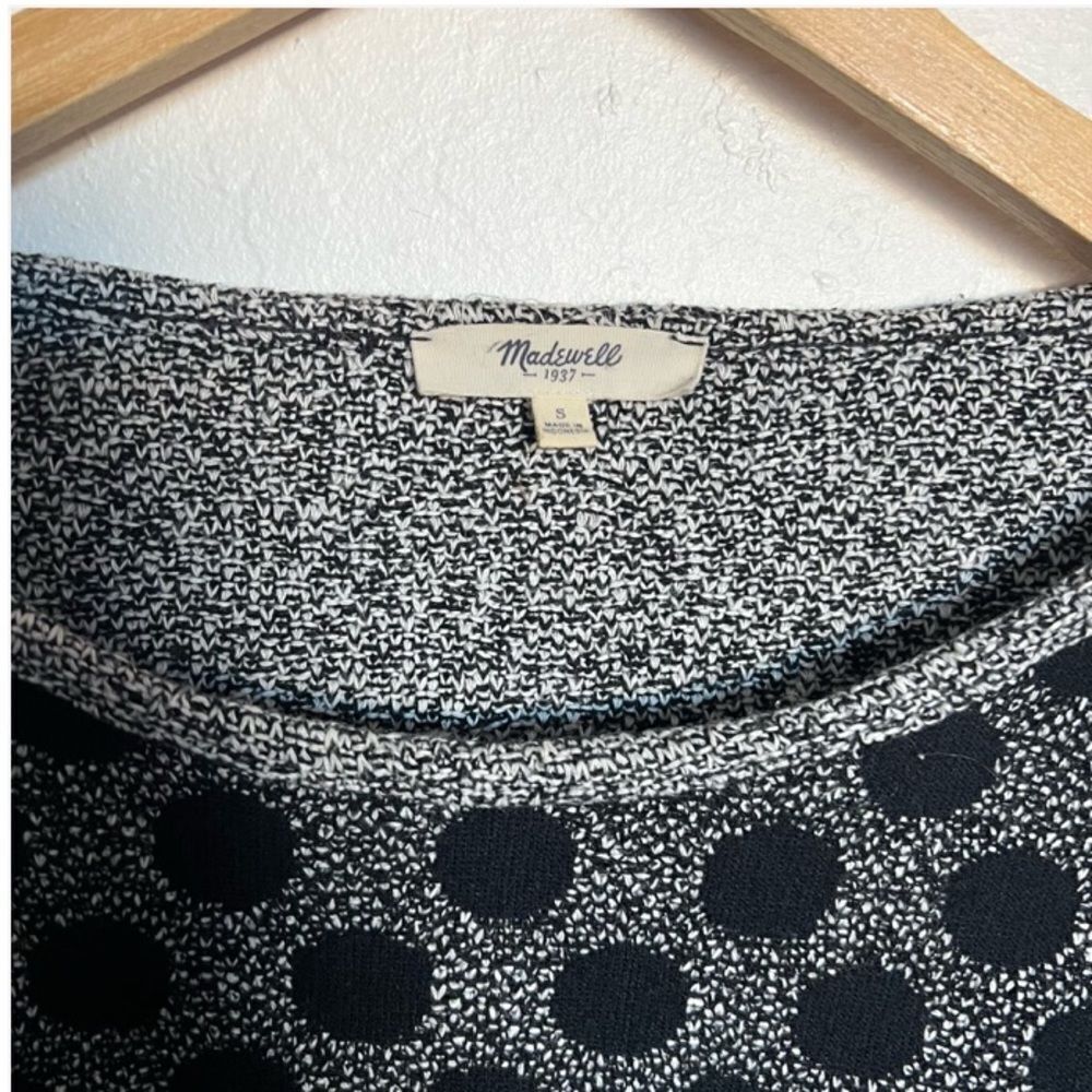 Madewell Maude Polka Dot Jacquard Top Heavy Weight 3/4 Small Black Gray - Picture 5 of 6